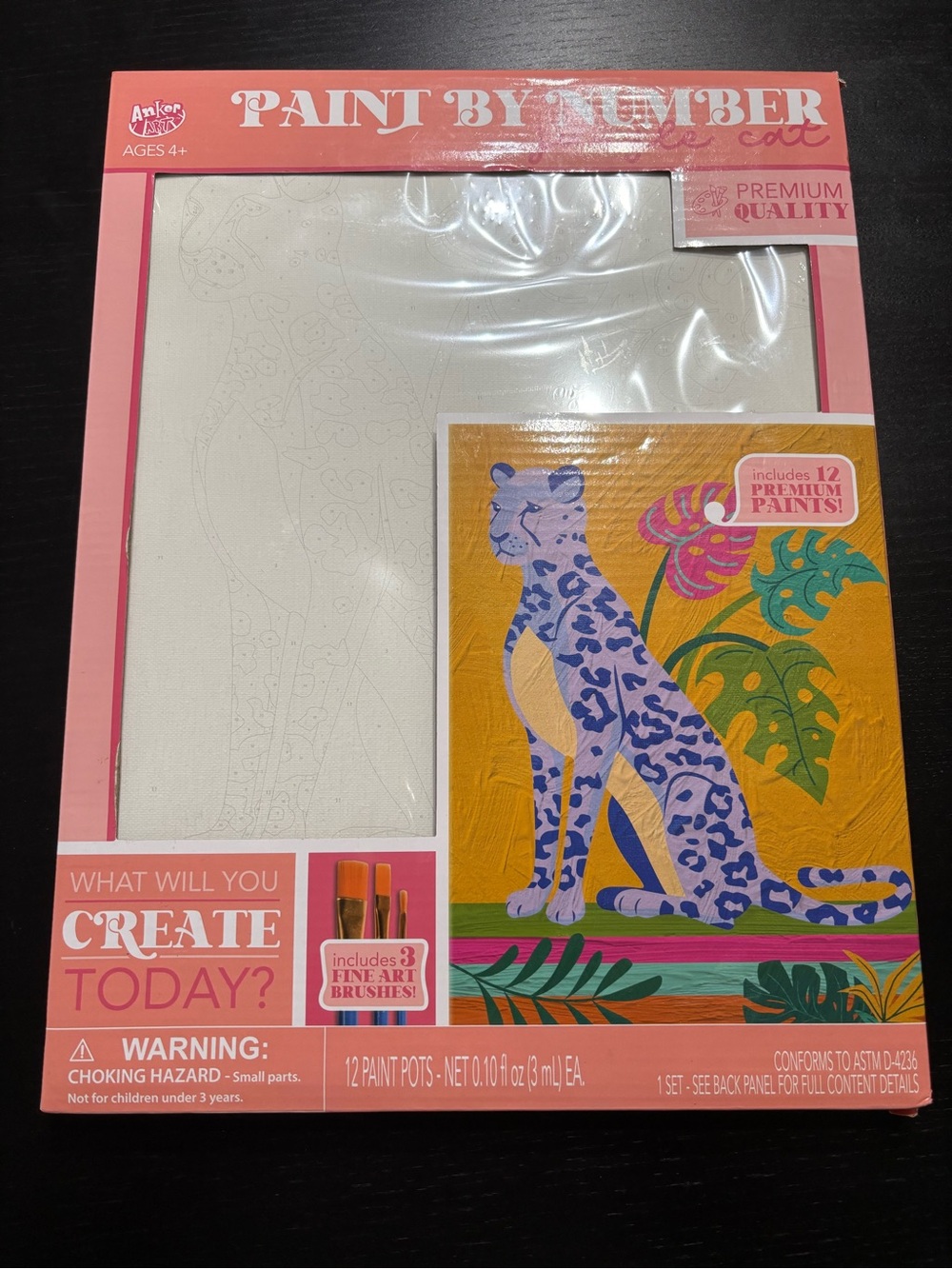 Paint By Number jungle cat Canvas Kit - Pink Accents